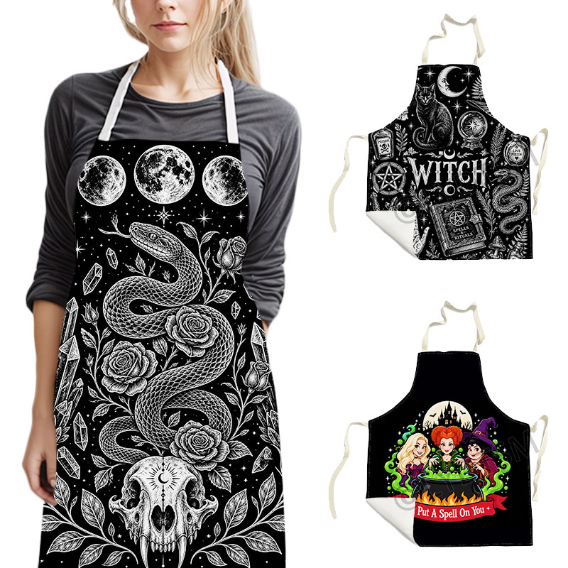 Kitchen Witch Baking - مئزر مطبخ بتصميم قزمي غوثي، مزين
