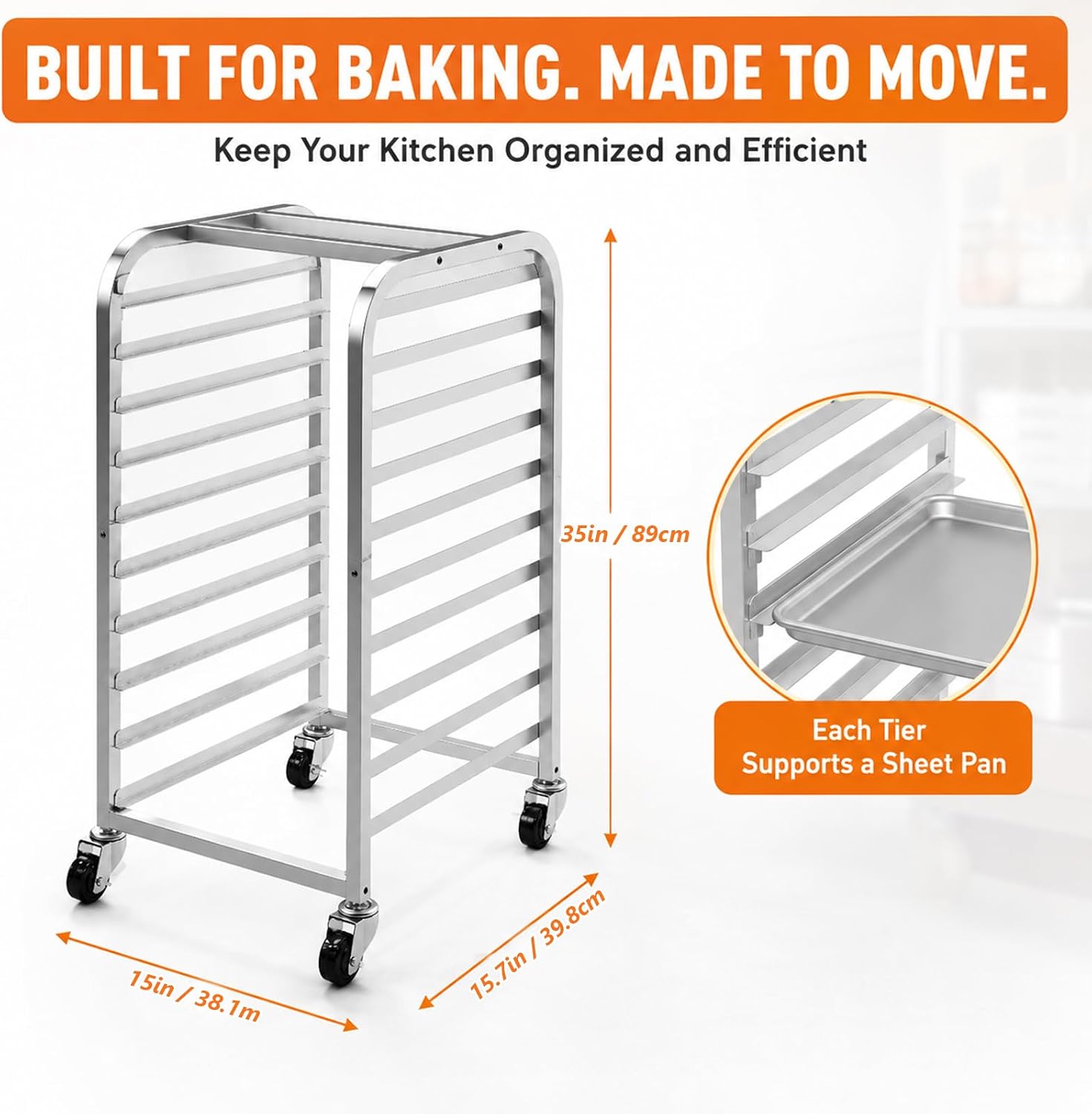 رفوف من الفولاذ المقاوم للصدأ  - مراجعة Kitchen Baking Cart وسعره